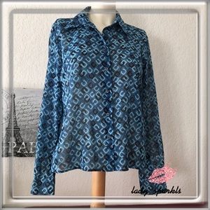 Michael Kors Long Sleeve Sheer Blouse Size Medium